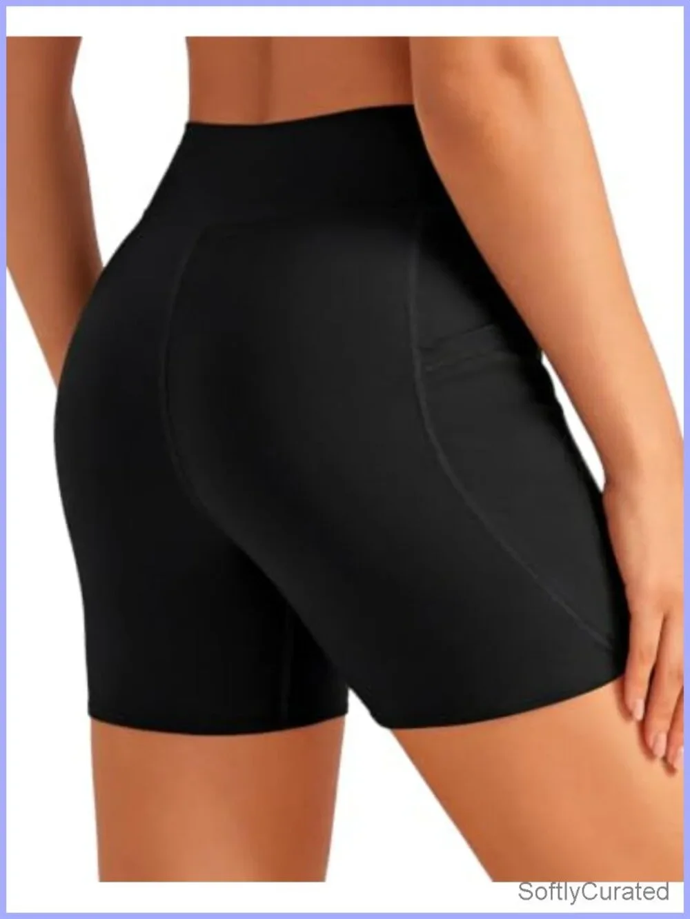 Women High Waisted Swim Shorts with Pockets Tummy Control Built-in Brief 5" - Picture 3 of 6